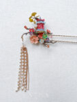 Colorful 3D Pagoda Ginkgo Tree Hairpin - Gold (Right)