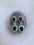 Drop Oval Radiance Earrings - Rhodium White Gold, Emerald