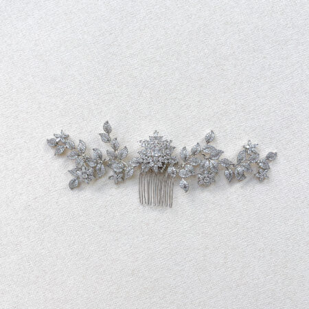 Paved Twigs Royal Art Medium Haircomb - White Gold