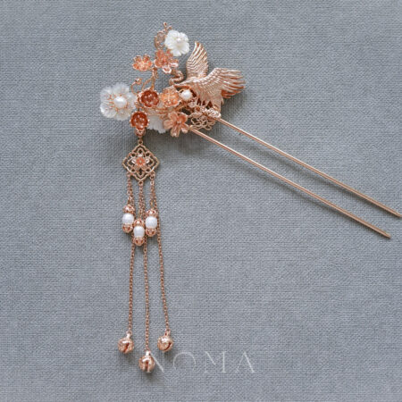 Crane Blossom Hairpin - Gold