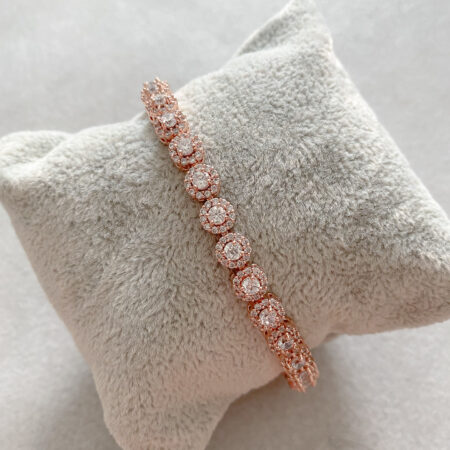Round Paved Bracelet - 18k Rose Gold