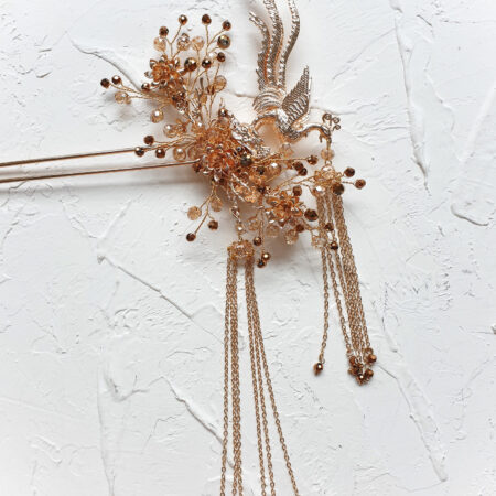 3D Phoenix Garden Hairpin - Gold, Bronze