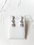 Triple Dot Pear Earrings - Rhodium White Gold (Clip)