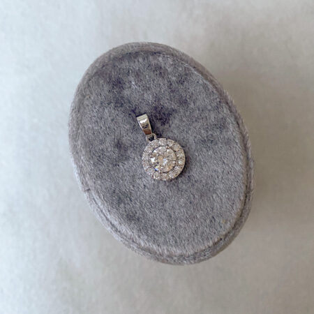 Round Bezel 1 ct Pendant - Rhodium White Gold