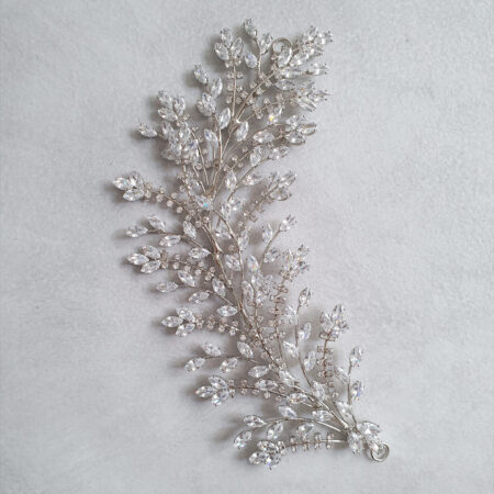 Lux Leaves Side Hairvine - White Gold