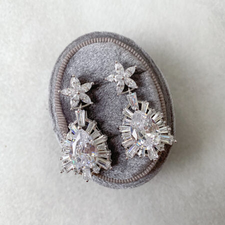 Radiant Shine Pear Earrings - Rhodium White Gold