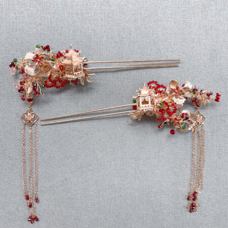 Pagoda Ginkgo Color Hairpin - Gold (Left)