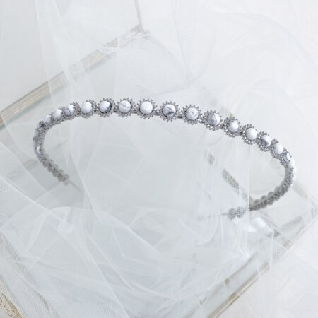 Jade Halo Headband - Rhodium White Gold, White