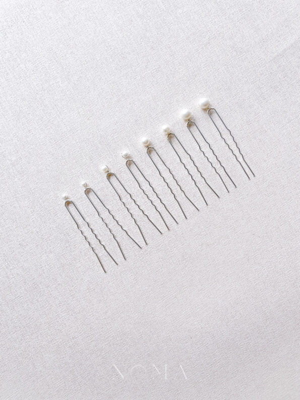 ACC-201900219 – Pearl Hairpin Small Set – White Silver – – 10 pcs – C2