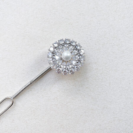 Round Shine Pearl Kembang Goyang - Rhodium White Gold