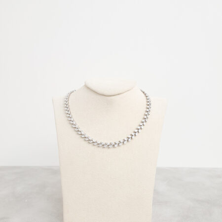 Single Marquise Row Choker - Rhodium White Gold