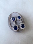 Drop Oval Radiance Earrings - Rhodium White Gold, Sapphire