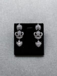 Triple Curved Earrings - Rhodium White Gold