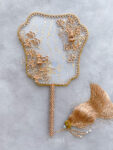 Pagoda Pearl Garden Fan - Gold
