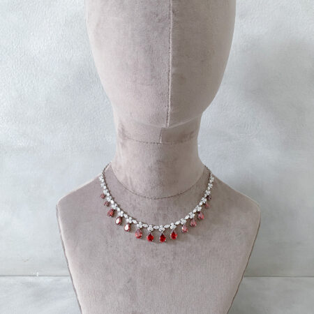 Cassiopeia Necklace - Rhodium White Gold, Ruby