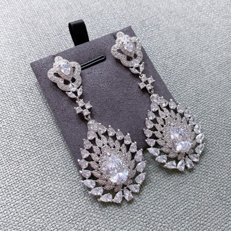 Extra Radiant Pear Earrings - Rhodium White Gold