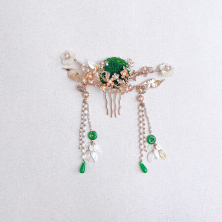 Lush Jade Garden Haircomb - Gold, Jade