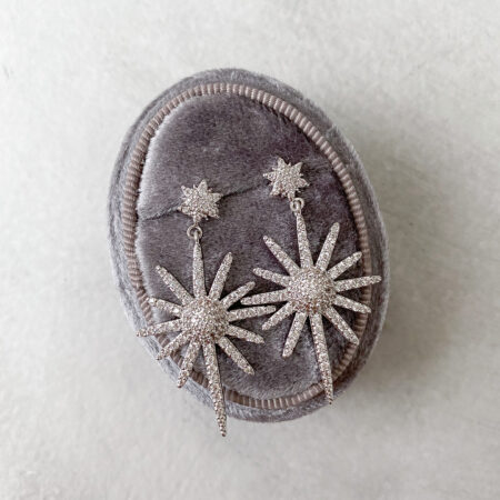 Shining Meteorite Earrings - Rhodium White Gold