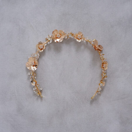 Simple Bronze Flower Headband - Gold