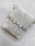 Flowery Oval Round Bracelet - Rhodium White Gold