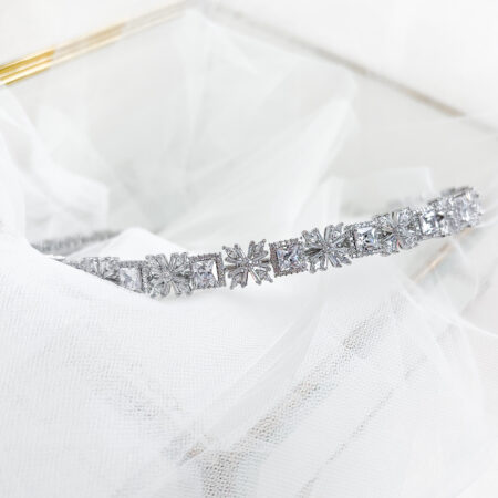 Princess Halo Sparkle Headband - Rhodium White Gold