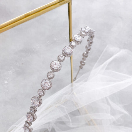 Round Halo Mix Headband - Rhodium White Gold
