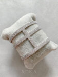 Block Paved Bangle - Rhodium White Gold