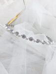 Round Halo Medium Pearl Headband - Rhodium White Gold, White Pearl