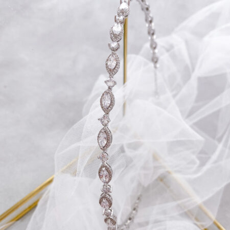 Marquise Halo Small Headband - Rhodium White Gold