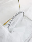 Pearl Halo Large Headband - Rhodium White Gold, White Pearl