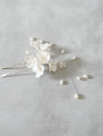 CC White Orchid Hairpin - White Silver, White