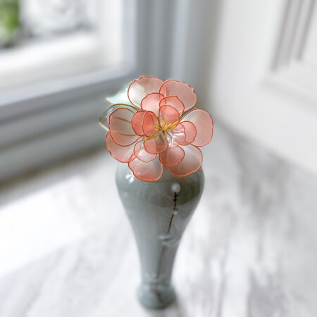 LR Pink Camellia Hairpin - Gold, Pink