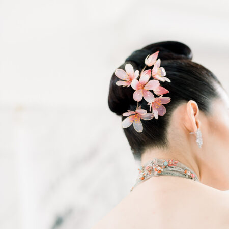LR Pink Jasmine Large Hairpin - Gold, Pink