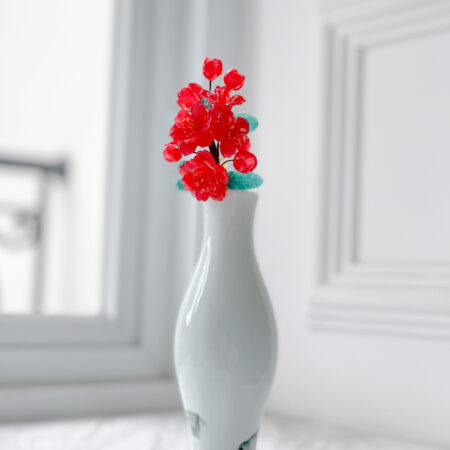 HS Red Hibiscus Hairpin - Gold, Red