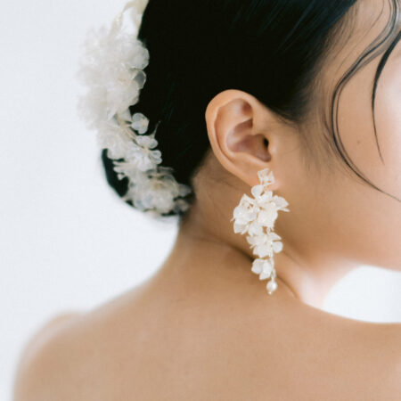 LR Bush Melody Drop Earrings - White Silver, White