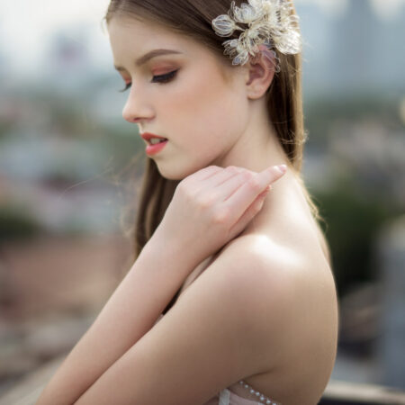 LR Peony Song Hairpin - White Silver, Transparent