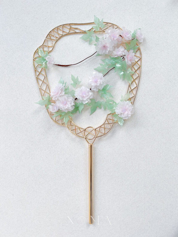 FLR-202200007-HS-Pink-Peony-Painting-Fan-18k-Yellow-Gold-Pink