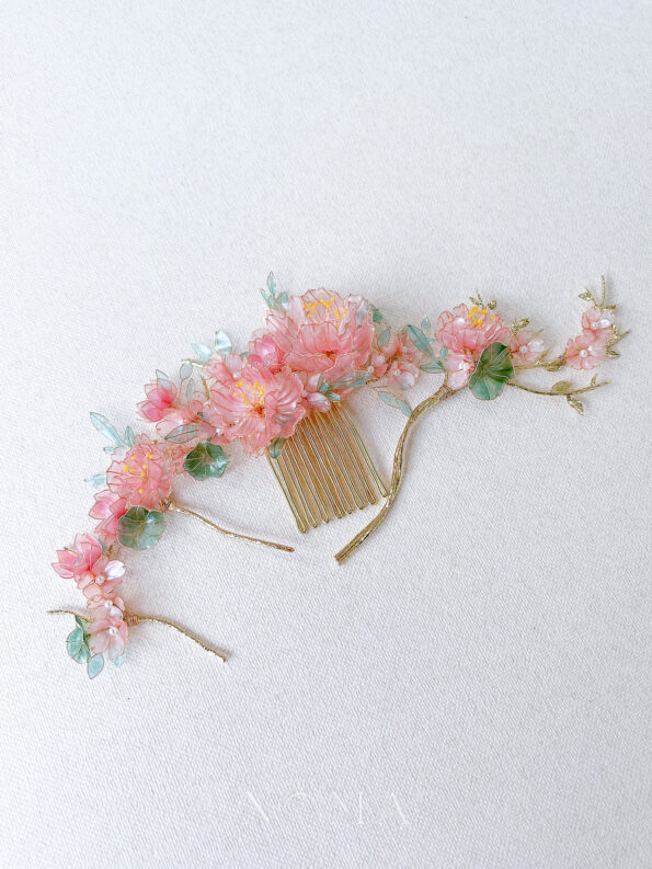 FLR-202200021-Scenery-Blushing-Blooms-Hairpiece-Set-18k-Yellow-Gold-Pink-4-pcs-1