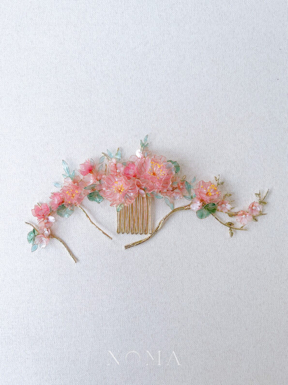 FLR-202200021-Scenery-Blushing-Blooms-Hairpiece-Set-18k-Yellow-Gold-Pink-4-pcs