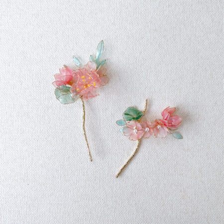 LR Scenery Blushing Blooms Small Hairpin Set - 18k Yellow Gold, Pink (2 pcs)