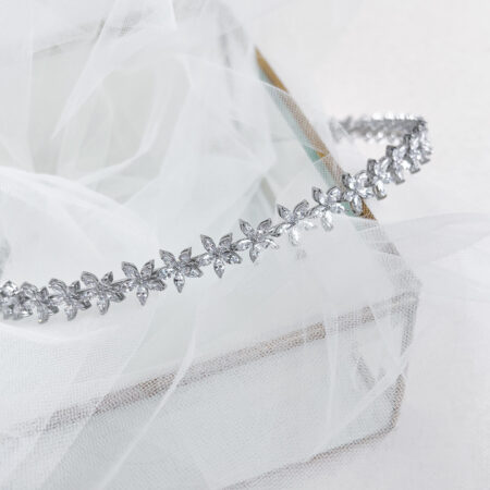 Five Petals Marquise Medium Headband - Rhodium White Gold