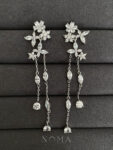 Butterfly Flower Earrings - Rhodium White Gold