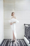 Looping Millinery Headband with Veil - White