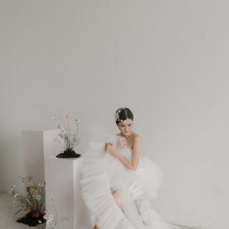White Floral Veil - White
