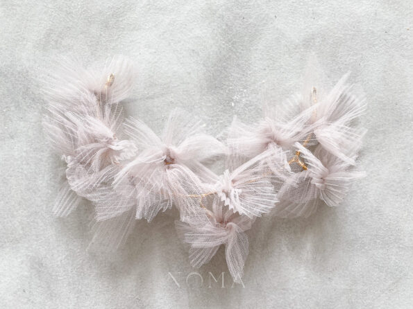 HMV-202000006-Taupe-Pleated-Tulle-Flower-Hairvine-Set-White-2-pcs-1