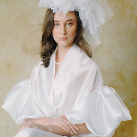 Layered White Chantily Headdress - White