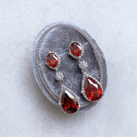 Kir Royale Earrings - Rhodium White Gold, Ruby