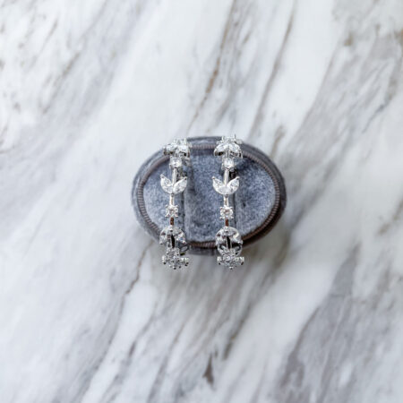 Simplicity Leaf Hoop Earrings - Rhodium White Gold