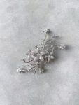 Paved Flower Branch Small Hairvine/Brooch - White Gold
