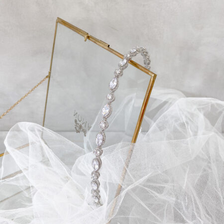 Marquise Halo Large Headband - Rhodium White Gold